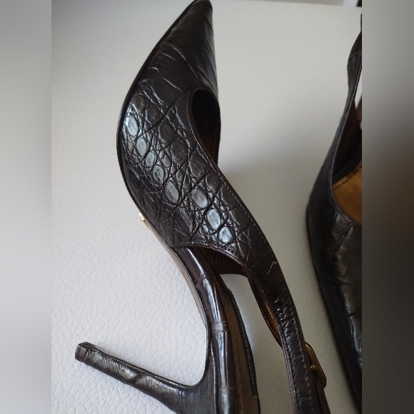 DOLCE GABBANA DARK BROWN SLINGBACK PUMP'S POINTED - Picture 3 of 13